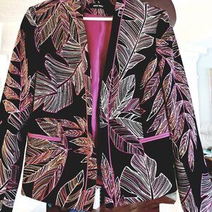 NineWest open style blazer in size 12 Black/Pink/White Tropical Design